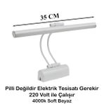 Merwish 35 Cm Elektrikli 4000k Soft Beyaz Enerji Tasarruflu Flüt Led Aplik Banyo Tablo Çalışma Masası Duvar Sanat Eseri Ayna Dekoratif ve Modern Aydınlatma Renk (Beyaz)