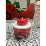 Merz Design Decor Cam Bardakta Kırmızı Kalp Detaylı Jel Mumlu %100 Doğal Vegan Soya Wax Mum