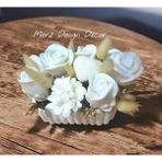 Merz Design Decor Dekoratif Beton Saksıda Beyaz Rüya %100 Doğal Vegan Mum Buketi