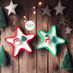 Merz Design Decor Dekoratif Yıldız Tabakta Yılbaşı Yeni Yıl Noel Temalı 2 Li %100 Doğal Vegan Soya Wax Mum - Çok Renkli