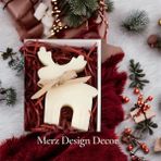 Merz Design Decor Yılbaşı Ren Geyiği % 100 Doğal Vegan Soya Wax Mum - Beyaz