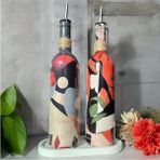 Mes Reves Design Yerli Kadın Desenli Yağdanlık Seti, Sosluk ve Sirkelik Seti, 750 ml Zeytinyağı Sıvıyağ Şişesi Set - Bordo