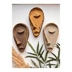Mes Reves Özel Tasarım El Yapımı Dokulu Heykel Soyut Yarım Yüz Maske Set, Duvar Dekor, Yılbaşı, Noel Hediyesi