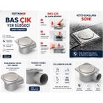 Mesa Bas Çık Yer Süzgeci 50 mm Yandan Çıkışlı Koku Önleyici Paslanmaz Çelik Kapaklı Banyo Duş Gider Süzgeci Aç Kapa Sistem ,