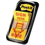 Mesaj "sign Here" Bayrakları Değer Paketi, 50/dispenser, 12 Dispenser/paket, 1" Geniş, Sarı (680-SH12) - Standart
