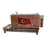 Meşale 4 Demlikli Antik Bakır Türk Bayraklı Full Otomatik Çay Kazanı
