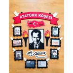 Meşaleli, Imzalı ve Resimli Atatürk Köşesi Panosu Keçe - Renkli