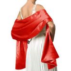 Mescara Saten kadın şalı, saten şal – şal Pashmina 240 cm x 75 cm akşam törenleri parti düğün için, Kırmızı, 240cm*75cm