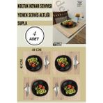 Meşe (4 Adet) Çok Amaçlı Koltuk Kenar Sehpası, Supla, Yemek Servis Altlığı - 45 x 40 cm