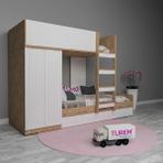 Meşe Dolaplı Ranza Membran Kapak Mdf - Beyaz - 100 x 100 cm