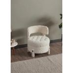 Meşe Home King Kapitoneli Silinebilir Kumaş Konforlu Modern Tasarım Renk Seçenekli Sırtlı/sırtsız Puf / Tekli Sandalye - Beyaz