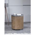 Meşe Home Marvel Tezgahlı Depolama Alanlı Tekerlekli Nubuk Kumaş Puf - Bench Çalışma Masası 66x66 cm