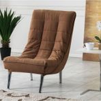 Meşe Home Smart Kılıflı Süngerli Metal Ayaklı Berjer Kahverengi 67x94 cm