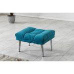 Meşe Home Smart Kılıflı Süngerli Metal Ayaklı Puf Mavi 53x64 cm