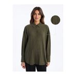 Meşe Moda Kadın HakiGofre Dokulu Oversize Uzun Kollu Gömlek
