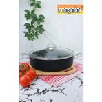 Meşeler Granit Basık Tencere Siyah - Inox - 22 CM