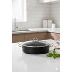 Meşeler Granit Basık Tencere Siyah - Inox - 28 CM