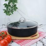 Meşeler Granit Basık Tencere Siyah - Inox - 30 CM