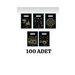 Meseve Siyah Poşet 100'lü No 0 Takviyeli Poşet 20x30 cm El Geçme Baskılı Poşet Blok Poşet