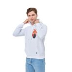 Mesfeno Erkek Baskılı Beyaz Kapüşonlu Sweatshirt (BEYAZ, XXL)