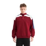 Mesfeno Erkek Kontrast Kol Detaylı Oversize Sweatshirt (M, Bordo)