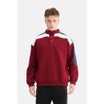 Mesfeno Erkek Kontrast Kol Detaylı Oversize Sweatshirt (XL, Bordo)