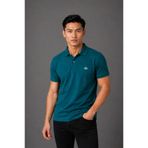 Mesh %100 Pamuk Petrol Mavisi Rengi Erkek Polo Yaka T-shirt, Kısa Kollu Klasik Model, Dağ Logolu Tasarım