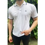Mesh Company Erkek Beyaz Polo Yaka Regular Fit T-shirt – %100 Pamuk, Nefes Alan Kumaş, Lacivert Çizgili