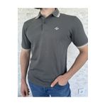 Mesh Erkek Antrasit Polo Yaka Tişört %100 Pamuk Beyaz Çizgili Kısa Kollu Regular Fit Nakışlı Model