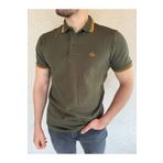 Mesh Erkek Haki Polo Yaka Tişört – %100 Pamuk, Hardal Çizgili, Regular Fit Kısa Kollu Yazlık Model