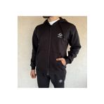 Mesh Erkek Nakışlı Fermuarlı Siyah Eşofman Takımı, Pamuklu Kalın Polarlı Kışlık Alt-üst Sweatshirt