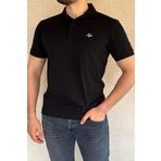 Mesh Erkek Siyah Polo Yaka Tişört %100 Pamuk Regular Fit Nefes Alan Kumaş Çekmez Kısa Kollu Yazlık Model