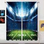 MESHELLY Spor Amerikan Futbolu Stadyum Arena Perdeleri 132 (G) x 204 (Y) cm Çubuk Cep Saha Gece Spotları Erkek Oyun Sanatı Baskılı Oturma Odası Yatak Odası Pencere Perdeleri İşleme Kumaş 2 Panel