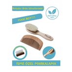 Mesla Organik Doğal Keçi Kılı Yumuşak Bebek Tarağı Ve Doğal Ahşap Tarak 2’li Set - Maxi Boy