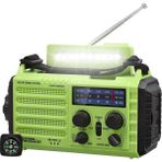 Mesqool 5 Güç Kaynaklı Solar Crank Radyo Powerbank LED Acil Durum Işığı Kamp Deprem Radyosu - Açık Yeşil