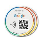 MESSAGENES Özelleştirilebilir Google Review Us Sticker | Pack 2 NFC Sticker Yuvarlak | Akıllı QR ve NFC | Kolay Yorumlar | Yeniden Kullanılabilir Bağlantı | İş, Mağaza, Vitrin, Duvar veya Pencere için