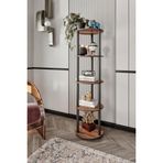 Messer 5 Katlı Dekoratif Ahşap Köşe Raf Ünitesi | Modern Salon, Oturma Odası, Çalışma Odası Düzenleyici | Kitaplık, Biblo ve Saksı Standı | Şık Tasarım (Ceviz, Round)