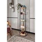 Messer 5 Katlı Dekoratif Ahşap Köşe Raf Ünitesi | Modern Salon, Oturma Odası, Çalışma Odası Düzenleyici | Kitaplık, Biblo ve Saksı Standı | Şık Tasarım (Meşe, Round)