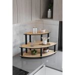 Messer Dekoratif Oval Köşe 3 Katlı Tezgah Üstü Raf 50 Cm X 50 Cm Safir Meşe