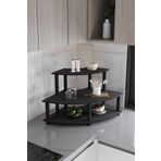 Messer Dekoratif Oval Köşe 3 Katlı Tezgah Üstü Raf 50 Cm X 50 Cm Siyah