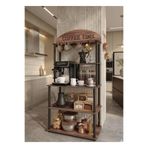 MESSER Kahve Köşesi Dolabı Çok Amaçlı Kitaplık 140x69x39 cm – Kahve Makinesi Standı, 1. Sınıf MDF, Demonte Kolay Kurulum (Ceviz)