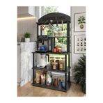 MESSER Kahve Köşesi Dolabı Çok Amaçlı Kitaplık 140x69x39 cm – Kahve Makinesi Standı, 1. Sınıf MDF, Demonte Kolay Kurulum (Siyah)