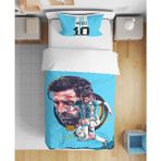 Messi 3D Dijital Baskılı Futbol Tek Kişilik Çarşafsız Genç Erkek Çocuk Nevresim Takımı - Mavi - 160 x 220 cm