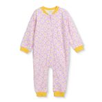 Messido Kız Bebek Uyku Tulumu Papatya Baskılı Fermuarlı Bisiklet Yaka Long Sleeve Ribanalı - Pembe