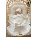 Messido Plus Çift Taraflı - Interlok Bebek Battaniyesi 80X80CM - Happy Day - Sarı - 0 - 2 Yaş