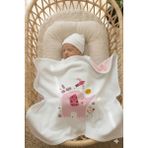 Messido Plus Çift Taraflı - Interlok Bebek Battaniyesi 80X80CM - Sevimli Pembe Fil - 0 - 2 Yaş
