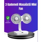 Mestore 720° Döner Çift Taraflı Masaüstü Vantilatör – USB Şarjlı Sessiz Fan
