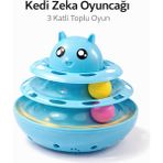 Mestore Hacıyatmaz Kedi Oyuncağı 3 Katlı Toplu Zeka Oyuncağı 20X21 cm – Devrilmez Interaktif Mama Oyuncağı - Kp-Nnblktl-Mv