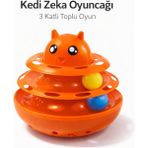 Mestore Hacıyatmaz Kedi Oyuncağı 3 Katlı Toplu Zeka Oyuncağı 20X21 cm – Devrilmez Interaktif Mama Oyuncağı - Kp-Nnblktl-Trnc