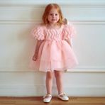 Meta Moda Kız Çocuk Abiye Pembe Elbise A Kesim Silüet Özel Günler İçin Trend Tasarım - 5 Yaş